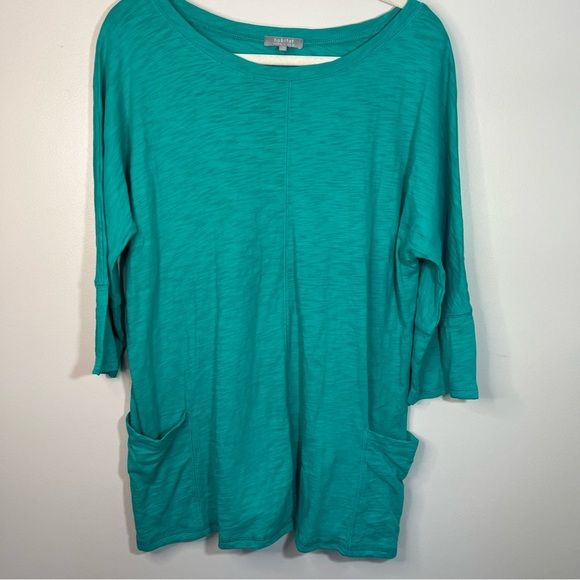 Habitat Turquoise Cotton Slub Oversized Tunic Top with Pockets Women’s Size M - Picture 2 of 11